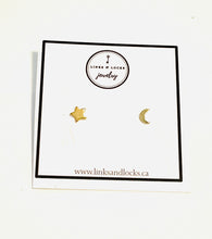 Load image into Gallery viewer, Earrings | Star + Moon Studs
